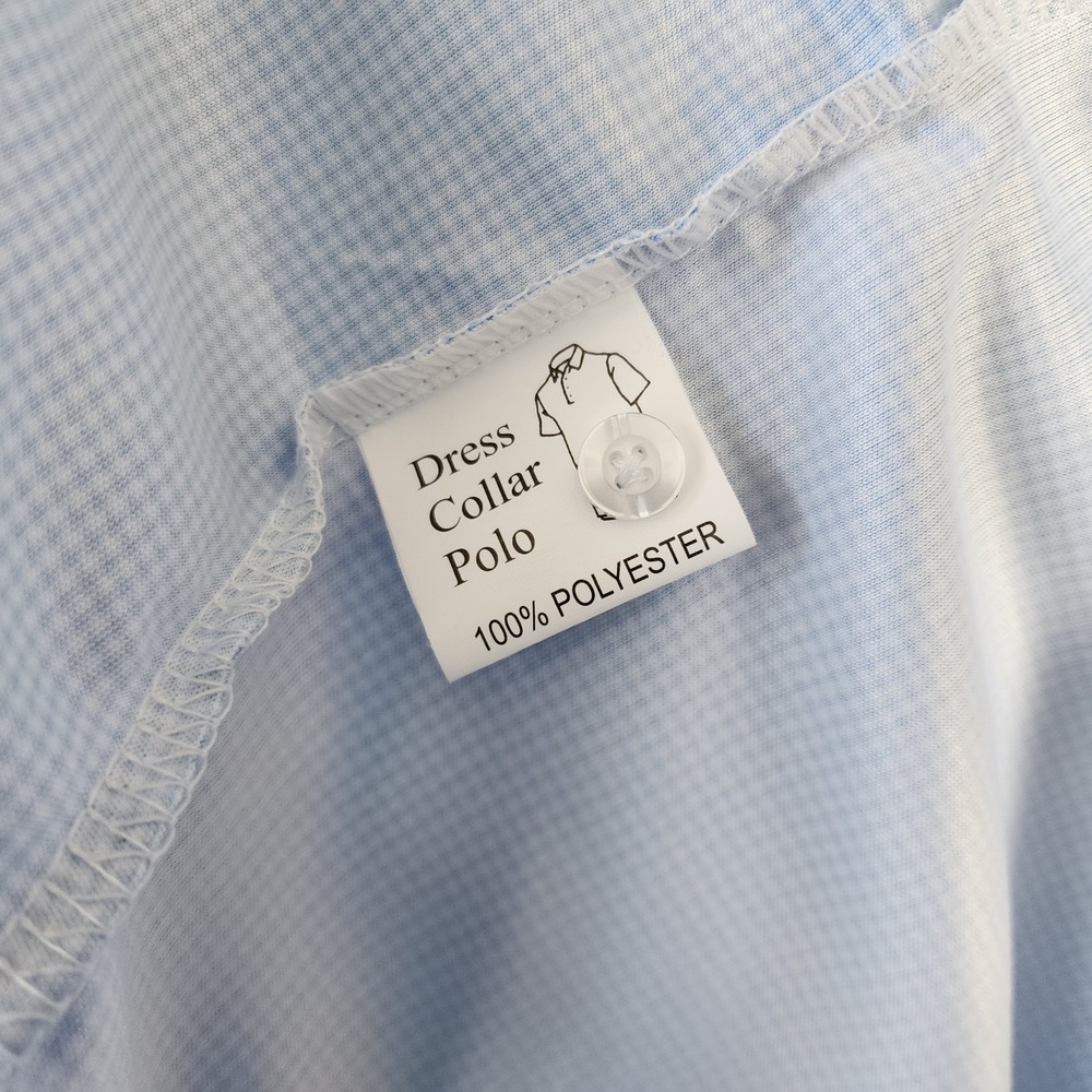 Collars & Co Polo Shirt Men Size XL Tall Blue Houndstooth Semi Spread Travel XLT - Picture 6 of 8
